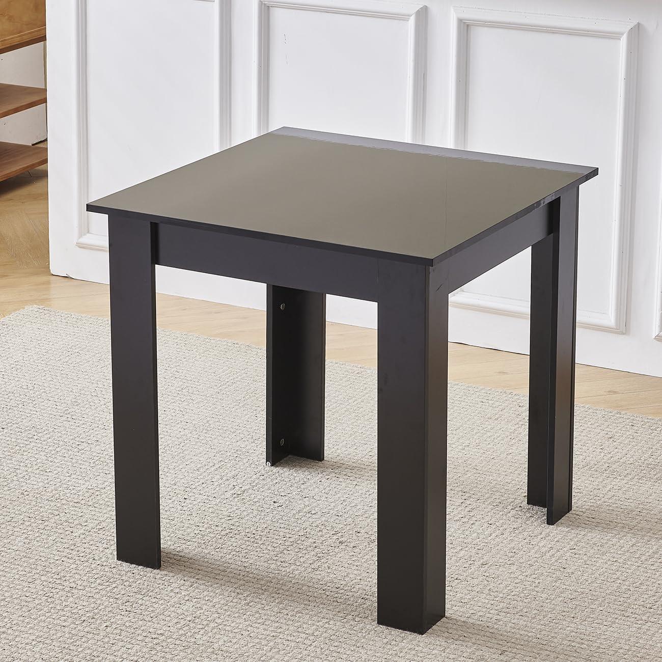 Juego de comedor cuadrado para 2, mesa de comedor negra de 29.5 pulgadas con 2