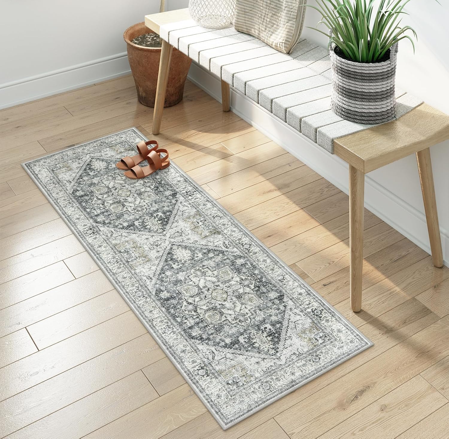 LIVEBOX Alfombra de pasillo lavable de 2 x 6 pies, alfombra bohemia de cocina...