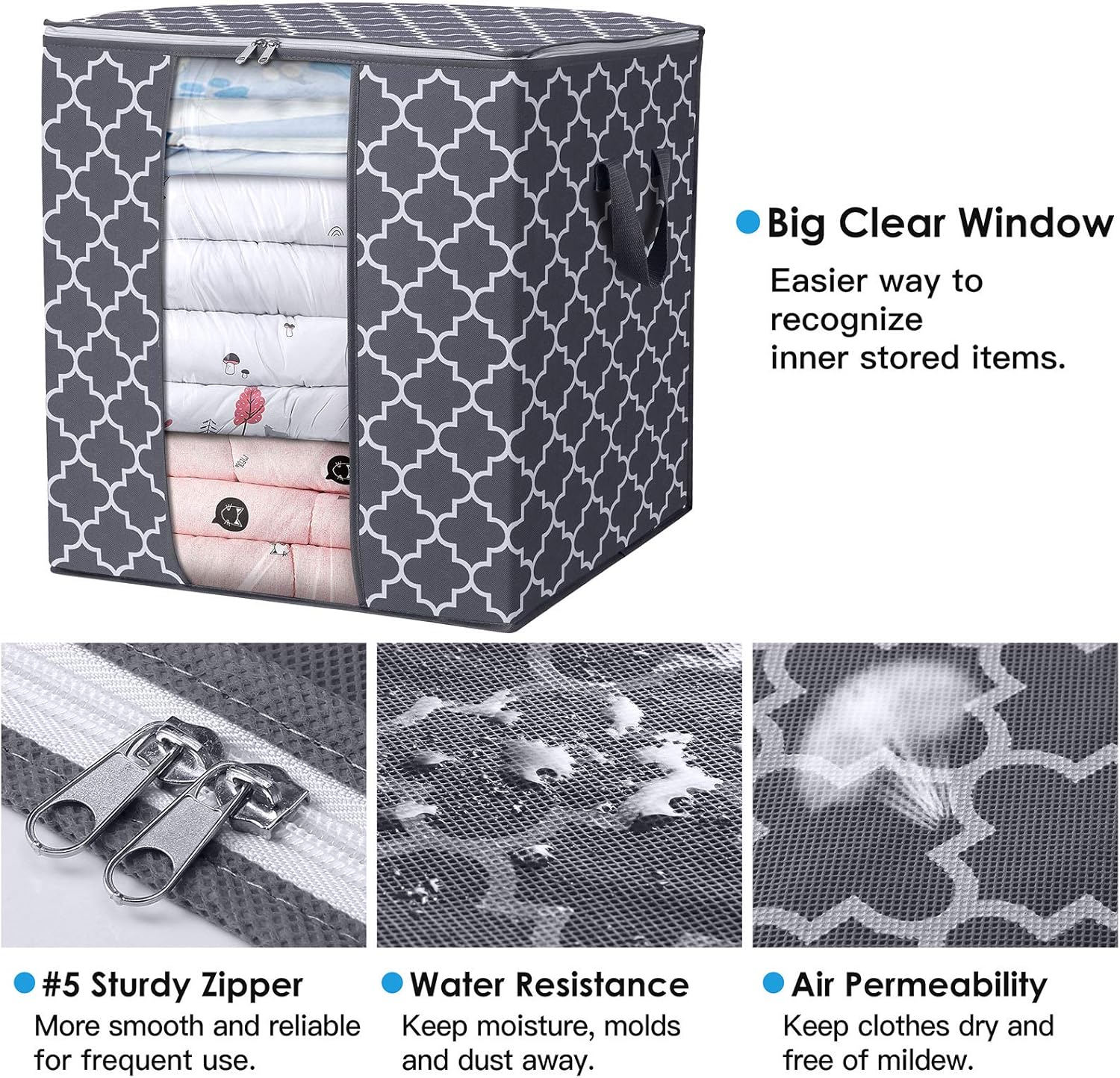 WISELIFE - Bolsas grandes de almacenamiento 3 paquetes100 litros Organizador de...