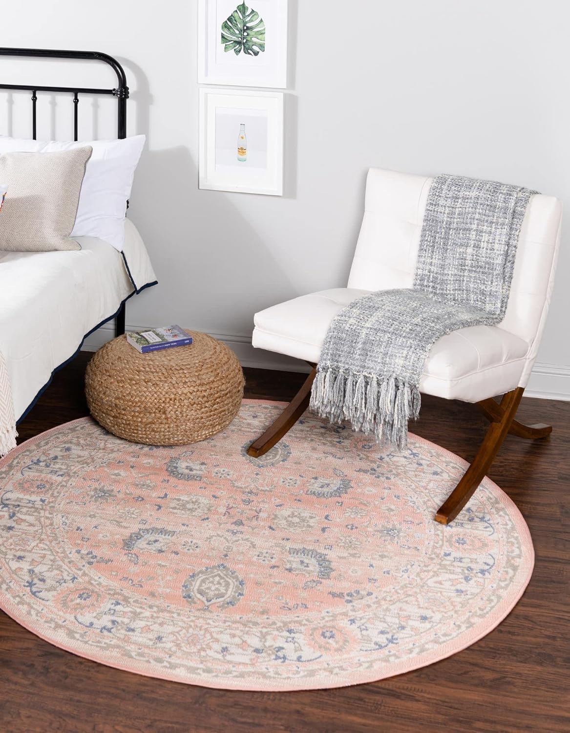 Unique Loom Whitney Collection - Alfombra tradicional con borde (7 pies x 7...