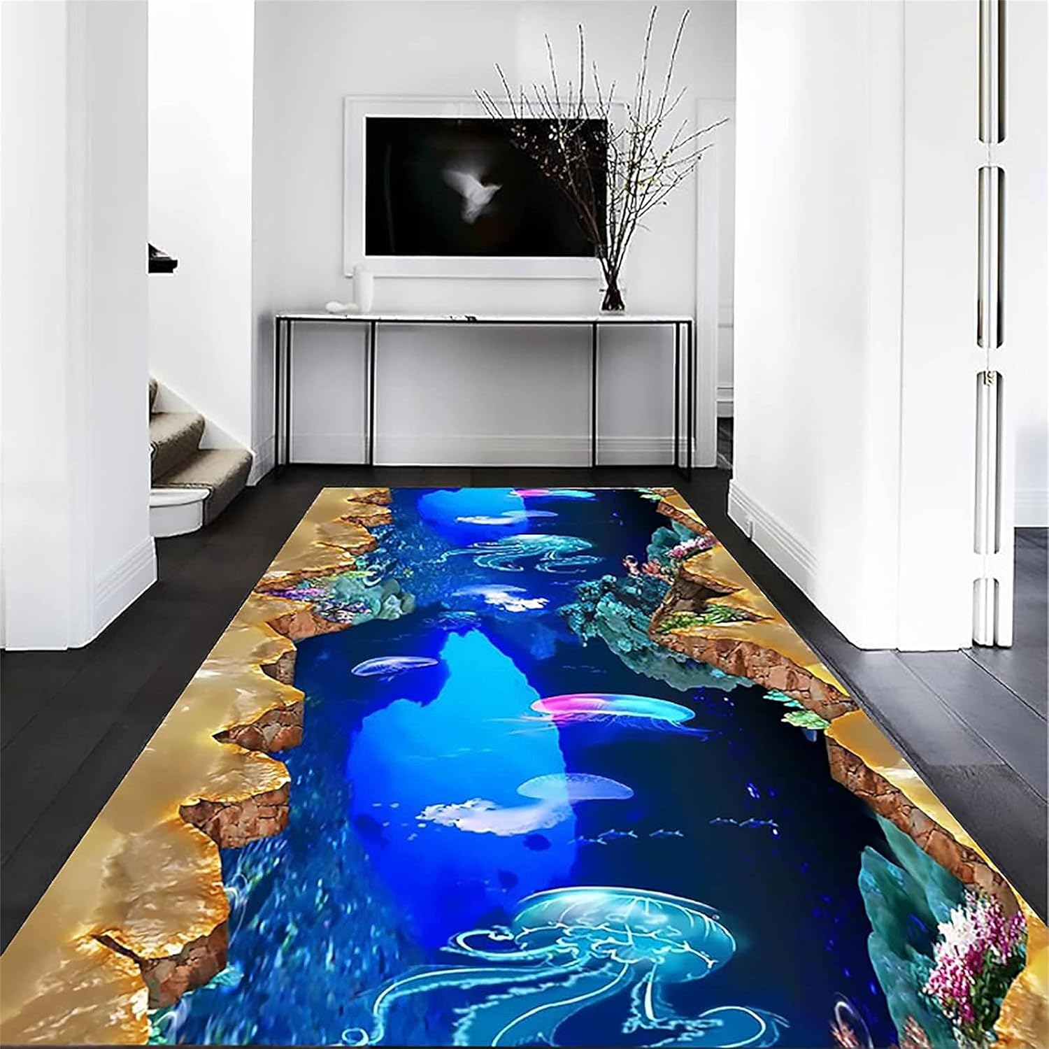 Alfombra de corredor de animales marinos, 2.6 x 10 pies, hermosa alfombra 3D de...