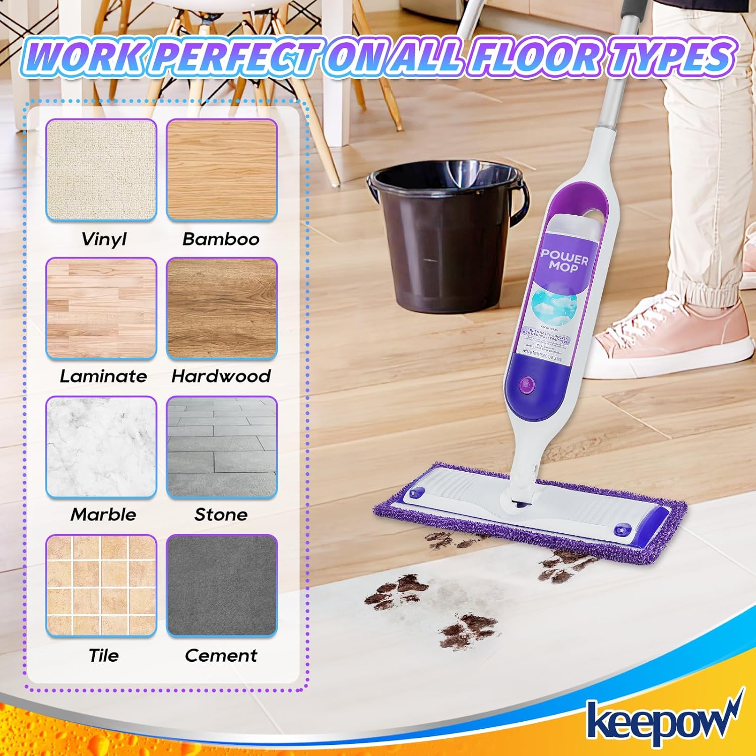 KEEPOW Almohadillas de repuesto para mopa eléctrica Swiffer, almohadillas para...