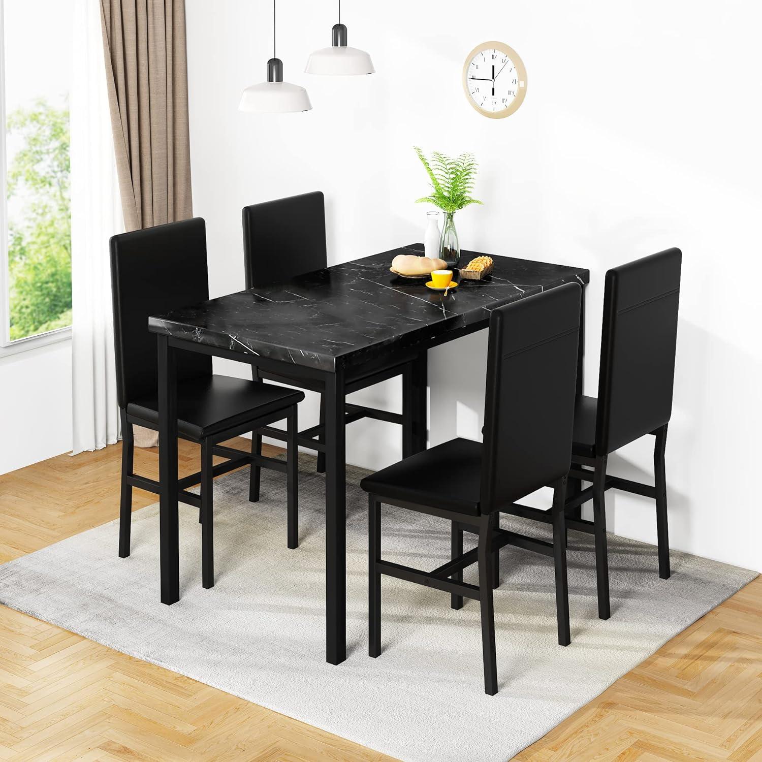 Lamerge Muebles de mesa y sillas de cocina para 4, juego de mesa de comedor