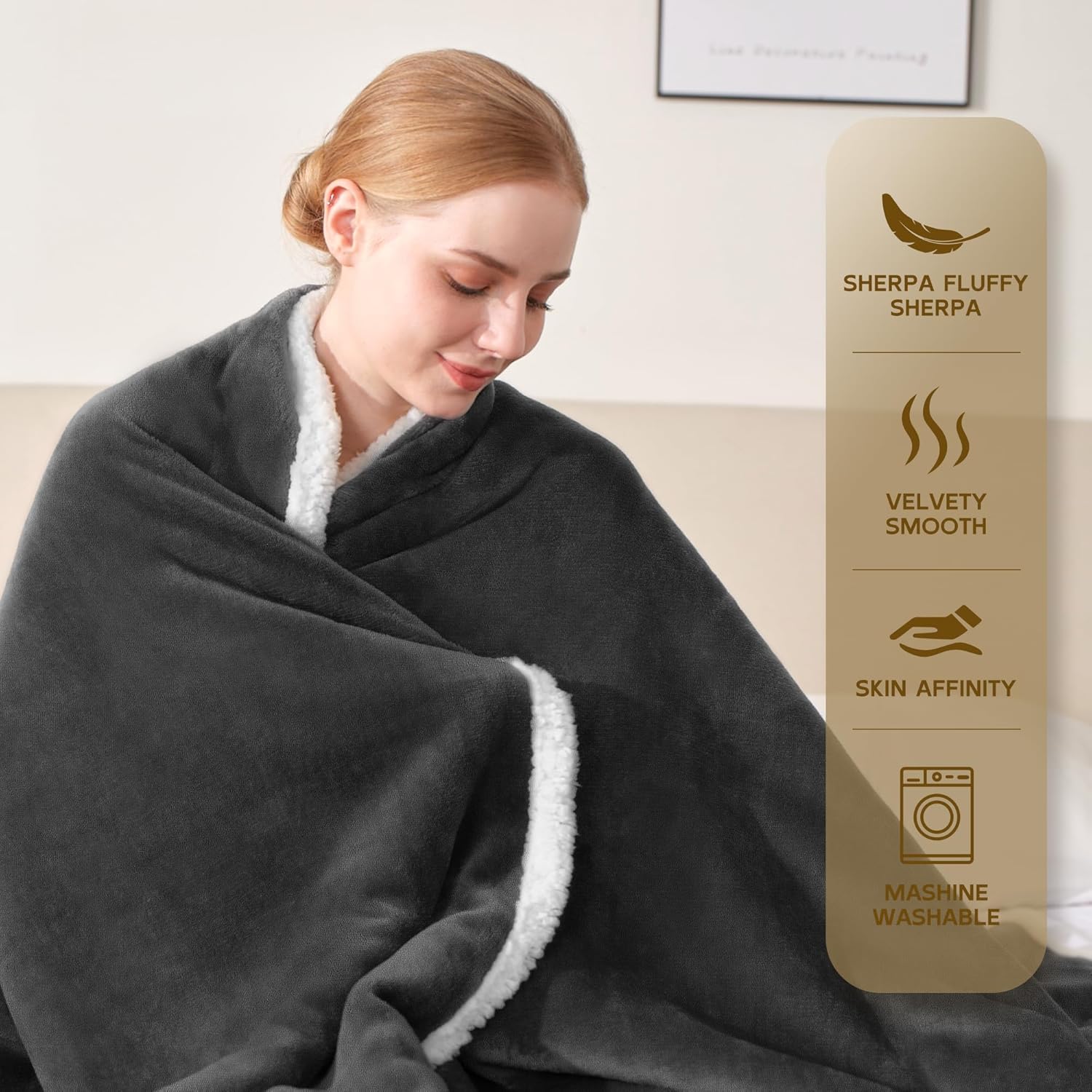 Beautex Sherpa - Mantas de tejido polar color liso