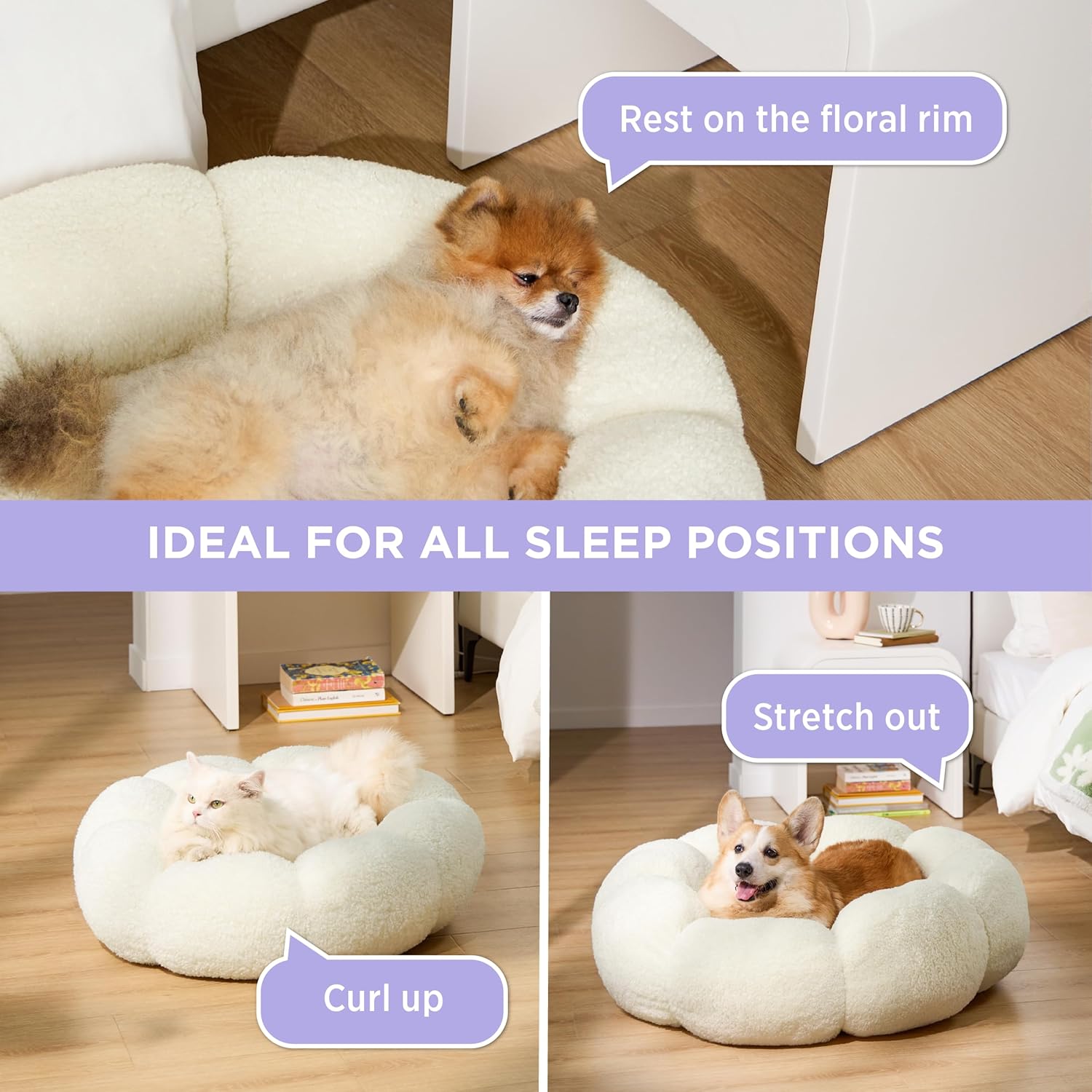 Lesure - Cama calmante para perros pequeños, cama redonda y esponjosa con forma...