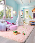 PAGISOFE Alfombras rosadas para dormitorio de niñas, 4 x 6 pies, mullidas,...