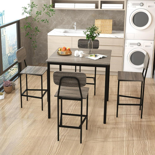 Giantex Juego de mesa de comedor de 5 piezas con mesa de altura de mostrador y