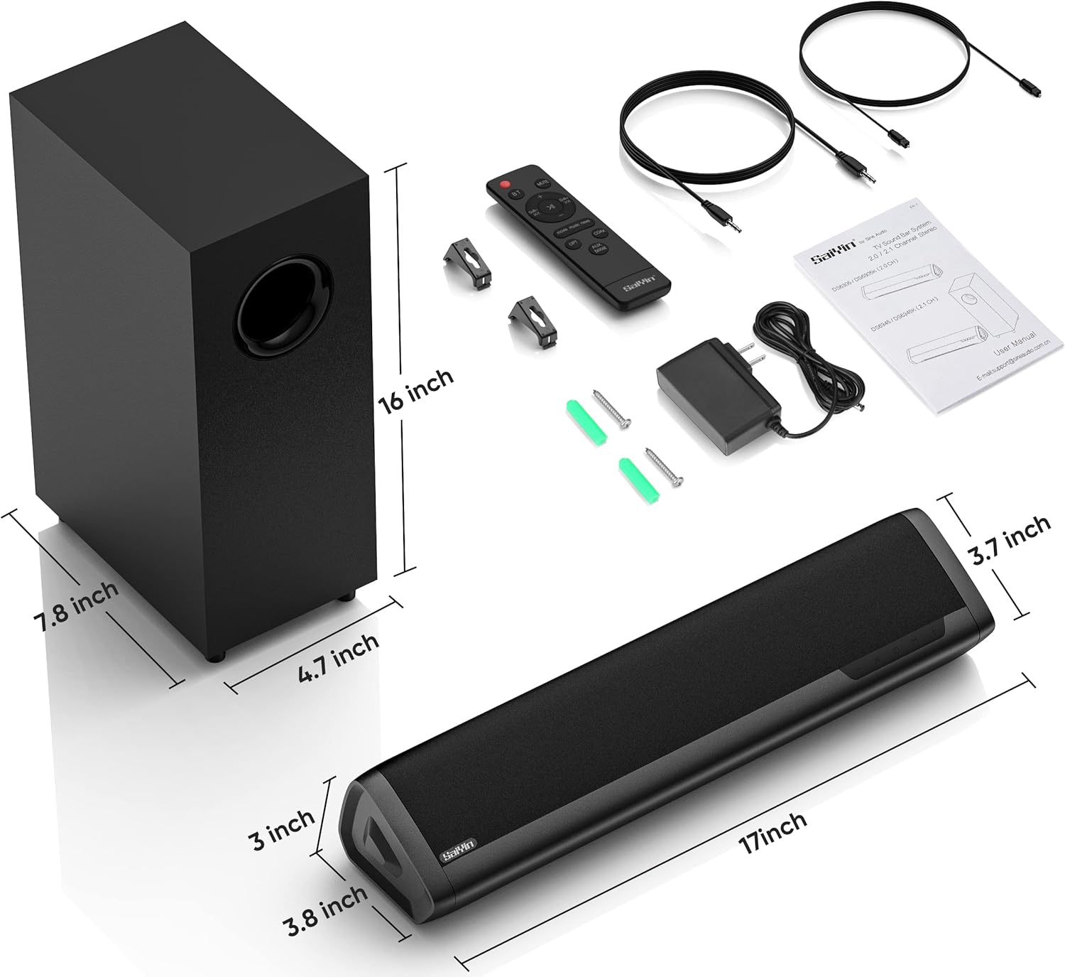 Saiyin Barras de sonido para TV con subwoofer, barra de sonido pequeña de bajo...