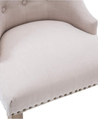 NOBPEINT Silla de comedor de tela beige acolchada para ocio, ribete clavado,...