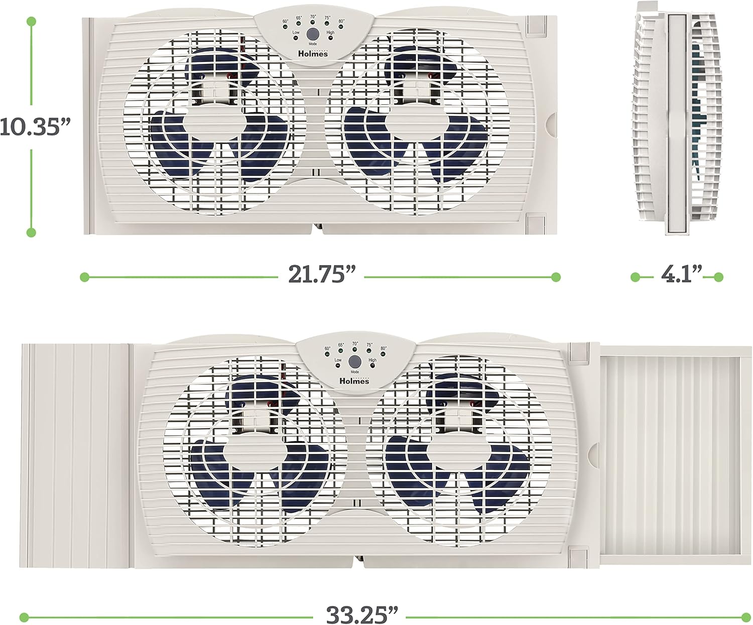 HOLMES Ventilador digital de ventana de doble hoja con control de termostato...