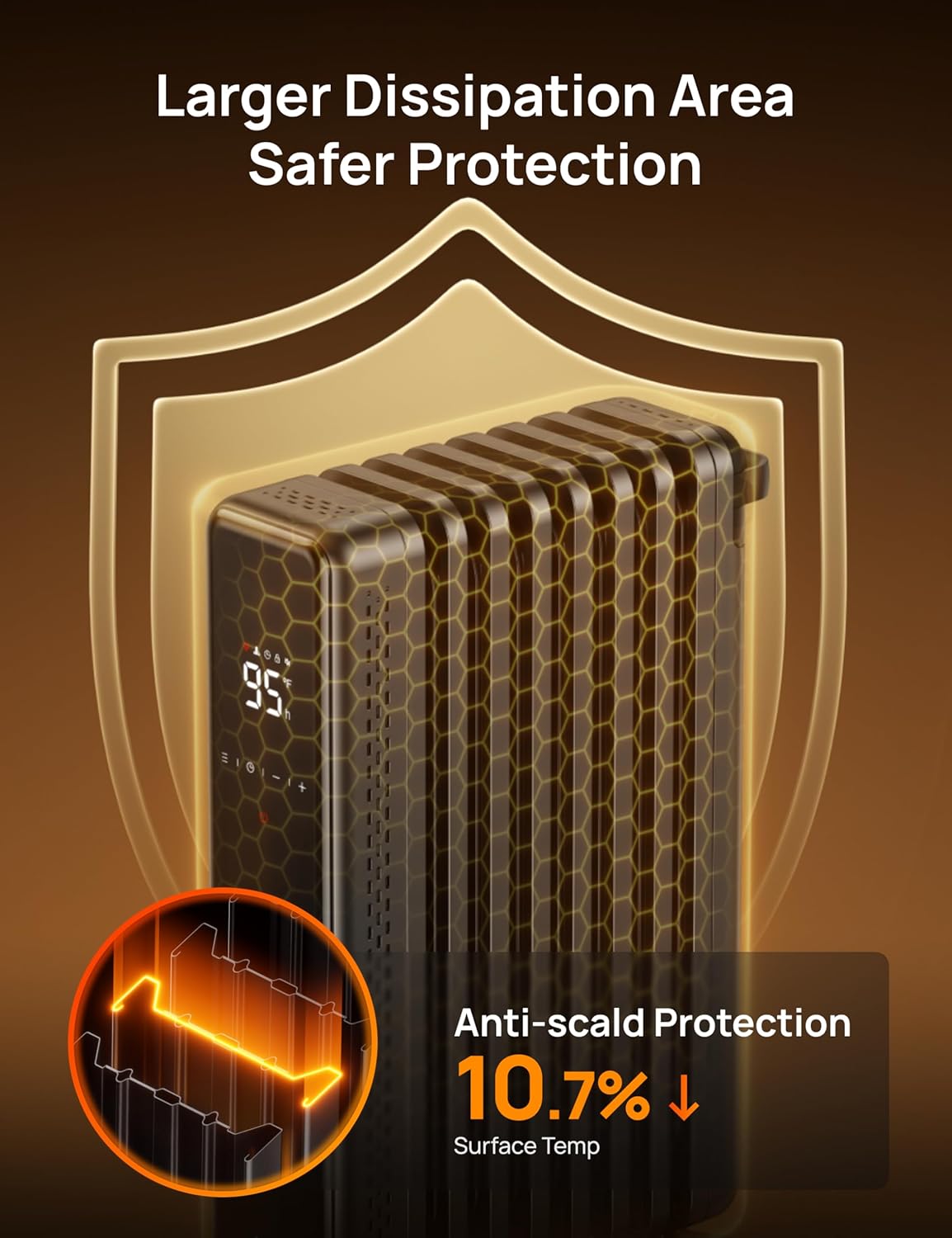 Dreo Calentador de radiador, aceite portátil de 1500 W relleno con control...