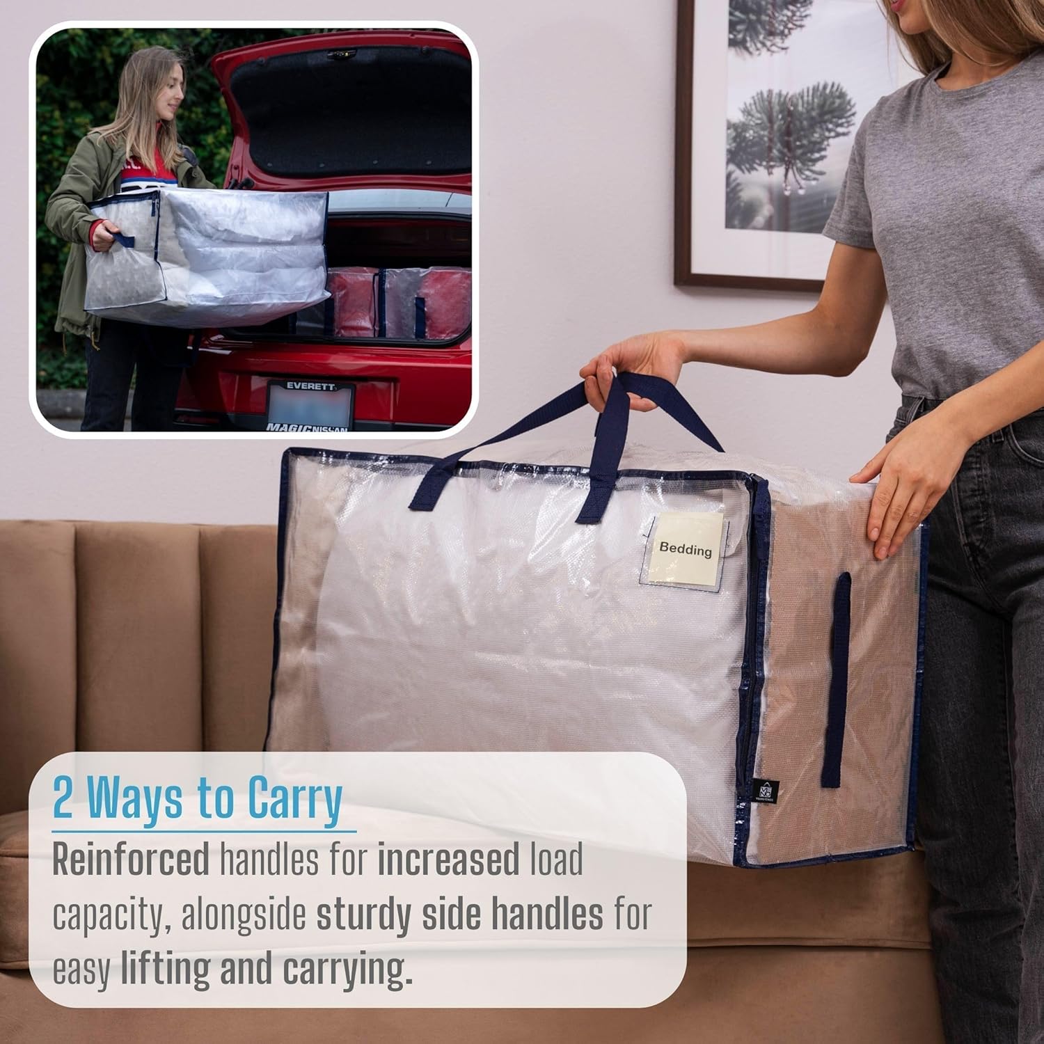 Paquete de 8 bolsas de almacenamiento resistente para mudanzas, dormitorios,