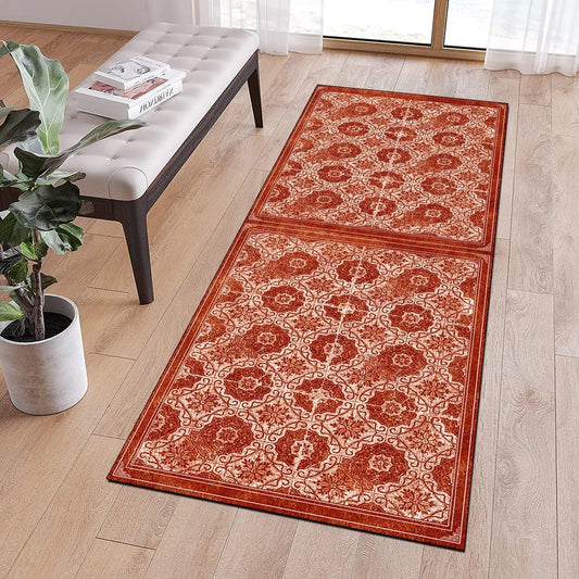 Alfombra de pasillo para cocina, pasillo, color rojo, antideslizante, 1 pies 3