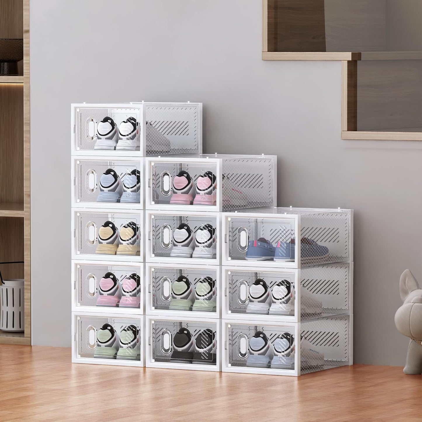 Shoe Storage, 12 Pack Shoe Organizer for Closet, Shoe Boxes Clear Plastic...