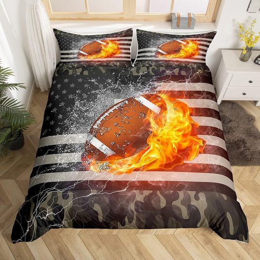Juego de ropa de cama de camuflaje para niños, funda de edredón de fútbol...