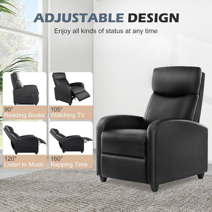 Silla reclinable para adultos, asiento reclinable pequeño de piel sintética