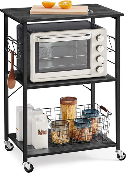 VASAGLE Estante de cocina con ruedas, carrito de servicio con 3 estantes,