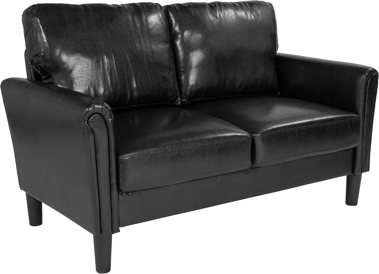 Flash Furniture Bari - Sofá biplaza tapizado en LeatherSoft negro