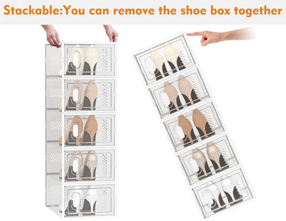 Shoe Storage, 12 Pack Shoe Organizer for Closet, Shoe Boxes Clear Plastic...