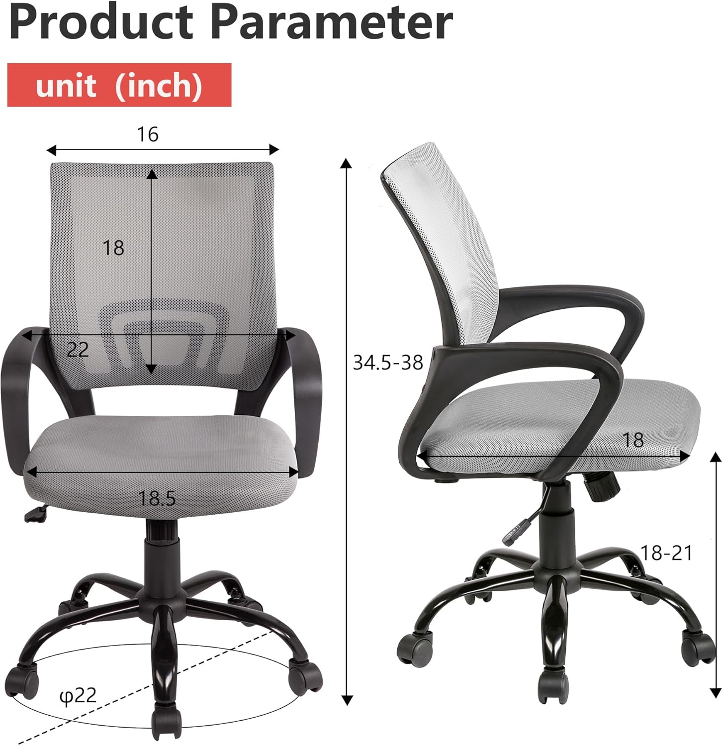 PayLessHere Silla de oficina para computadora, ergonómica, silla de escritorio...