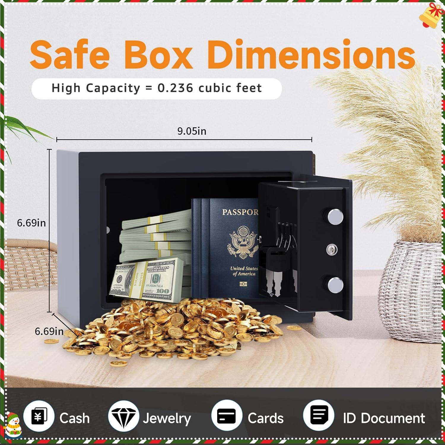 17NEF-FP PATRON Safe Box - Caja fuerte ignífuga para documentos del hogar, mini...