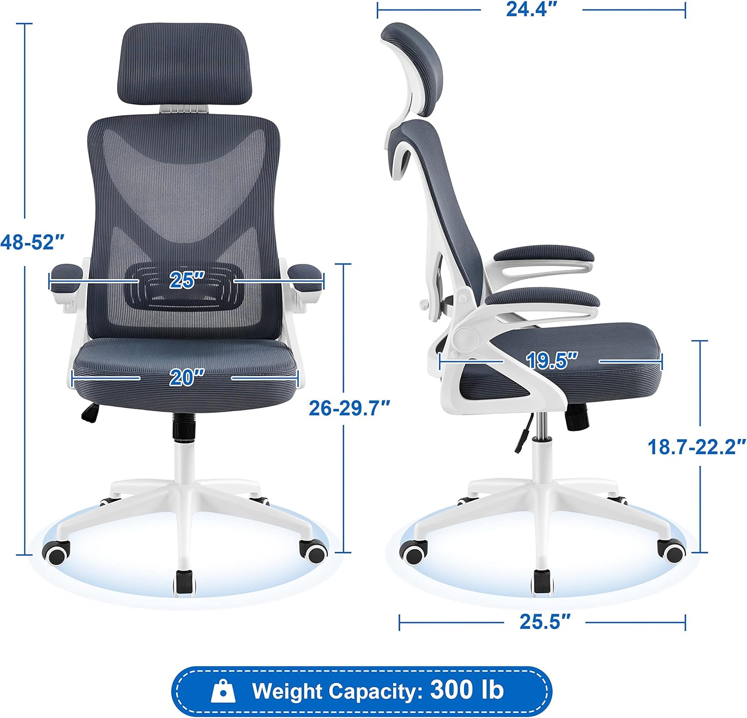 Yaheetech Silla de oficina ergonómica de malla, silla de escritorio con...