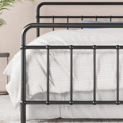 Florence Base de cama con plataforma de metal, base de colchón, no necesita