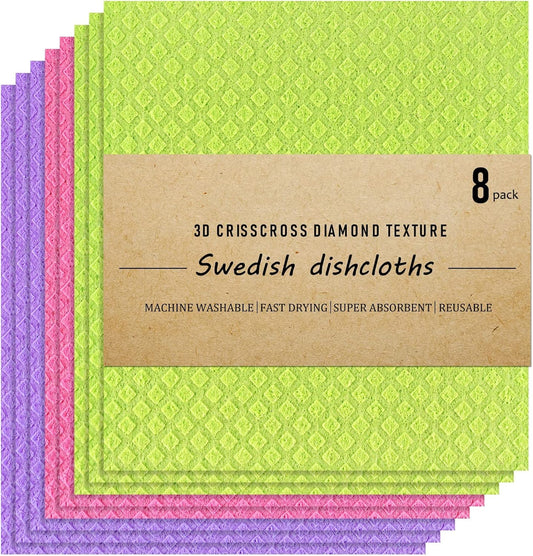 Paños suecos Paquete de 8 toallas de mano reutilizables y absorbentes para