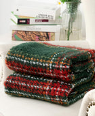 LALIFIT Manta a cuadros con flecos, color verde y rojo, para decoración del...