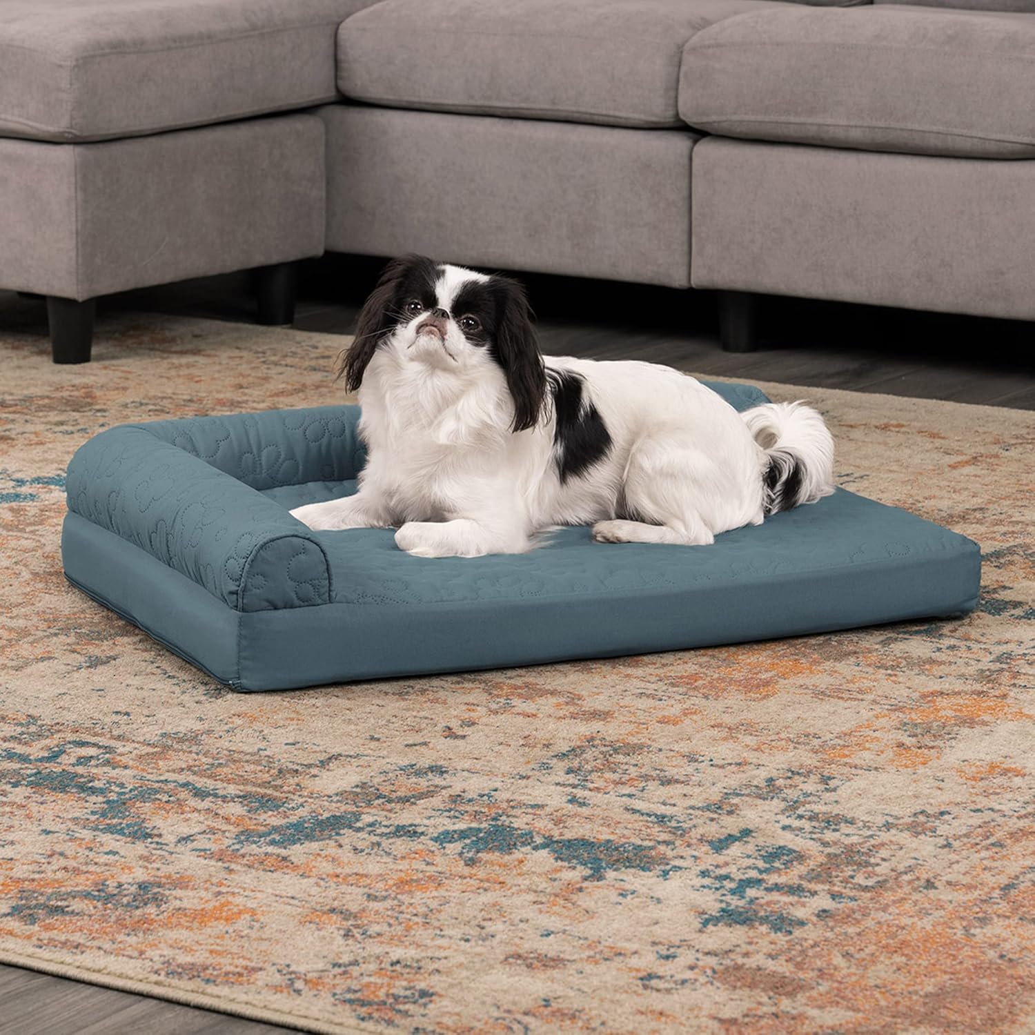 Furhaven - Cama Pinsonic con acolchado de patas estampadas para perro,...