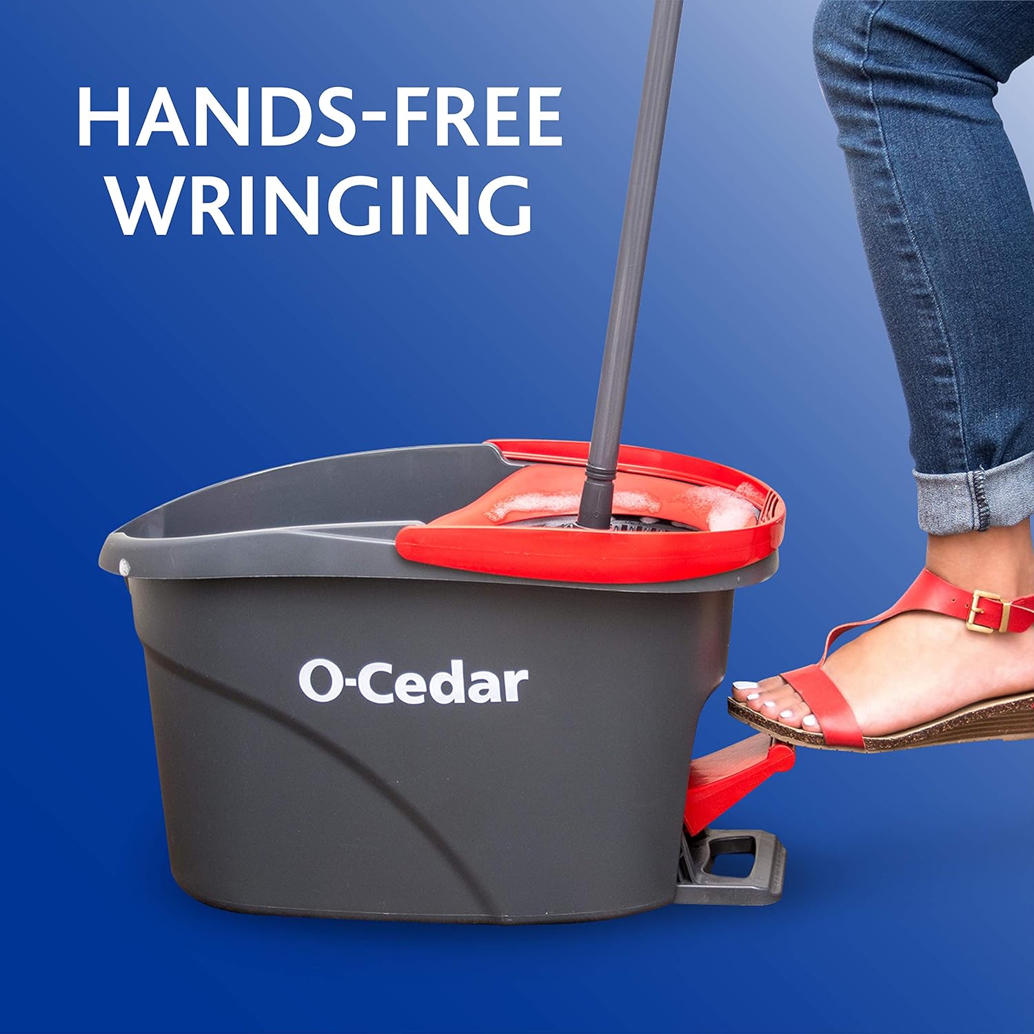 O-Cedar EasyWring RinseClean Sistema de limpieza de suelos de microfibra con 2