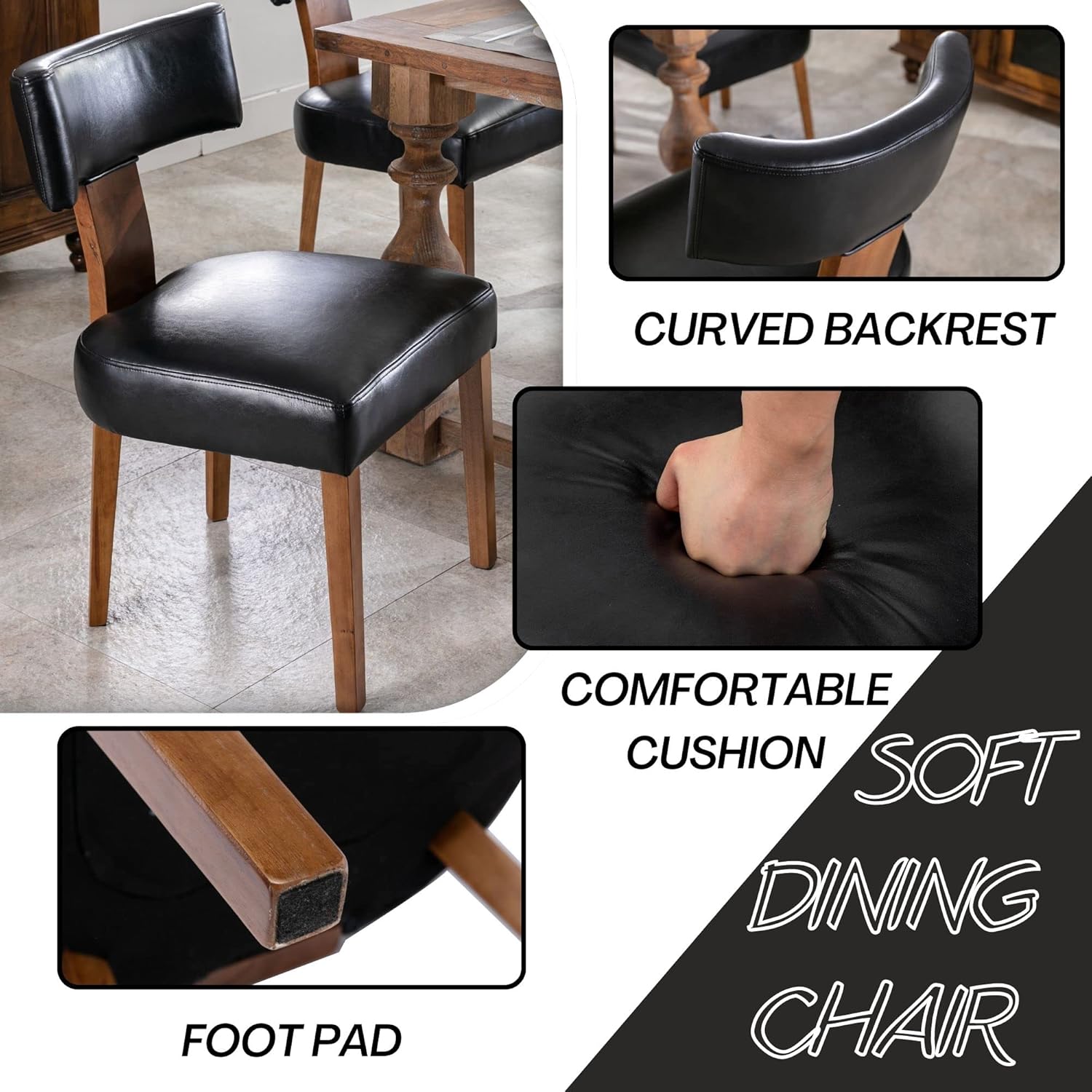 Juego de 2 sillas de comedor modernas, cómodas sillas laterales tapizadas con