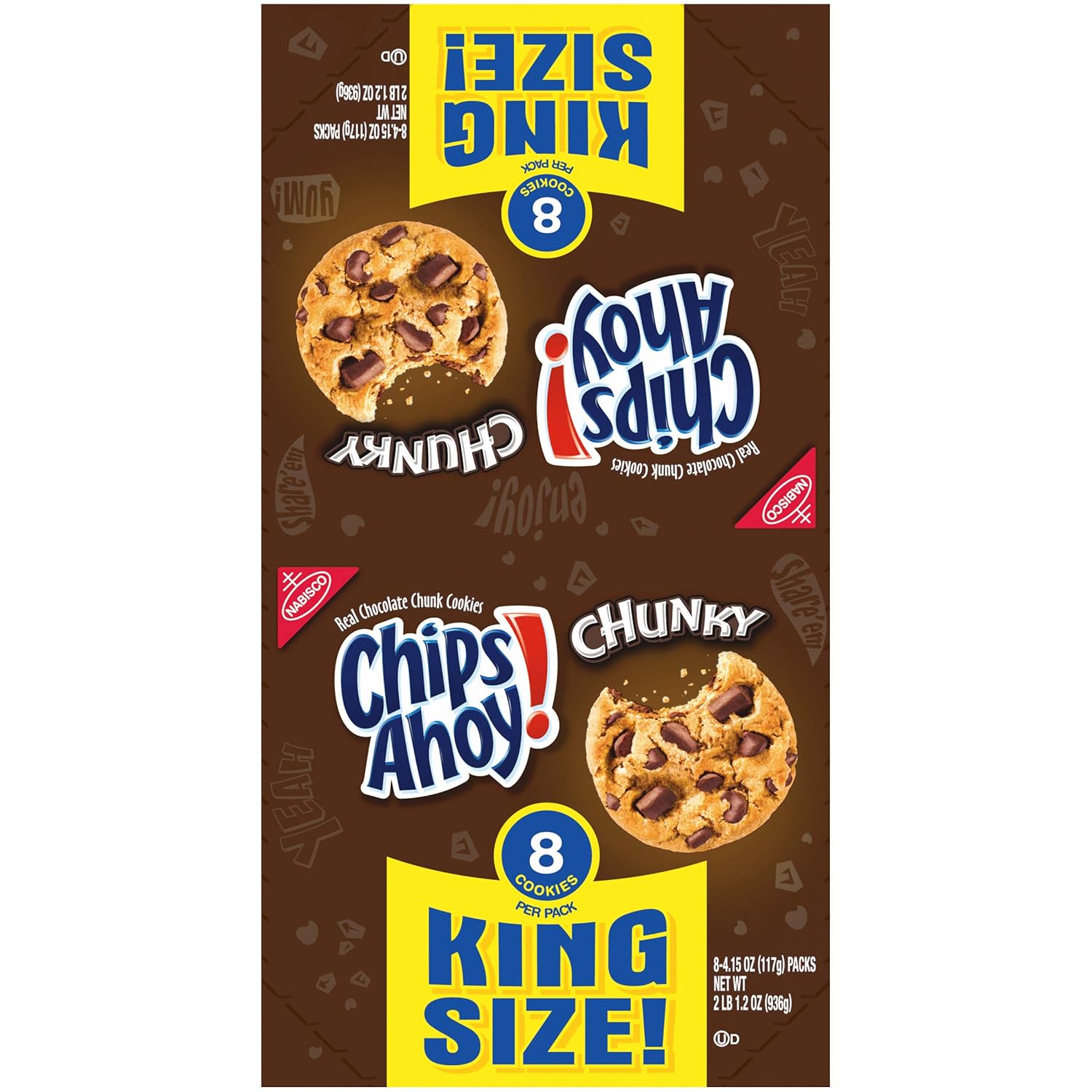 Chips Ahoy! Grueso, tamaño King, galletas, 33.2 onzas (paquete de 8)