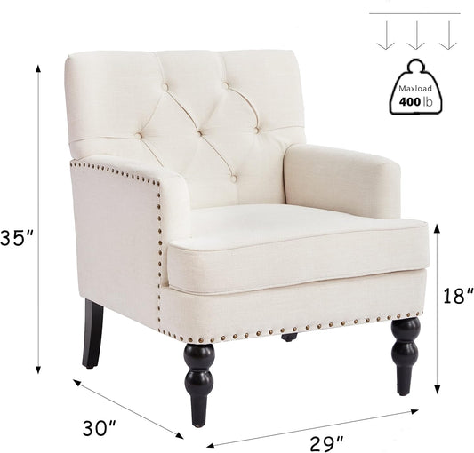 HUIMO Silla de club copetuda, silla decorativa con almohada lumbar, sillón...