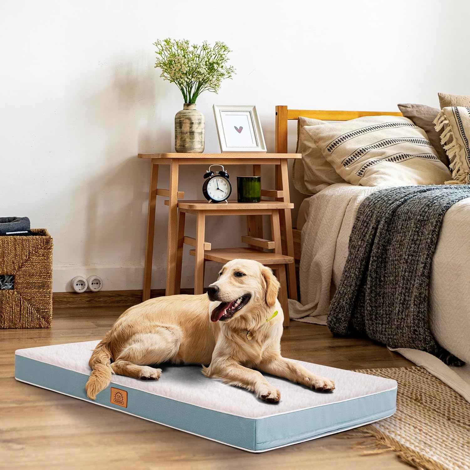 Cama ortopédica para perros medianos, cama impermeable de lujo para perros con...