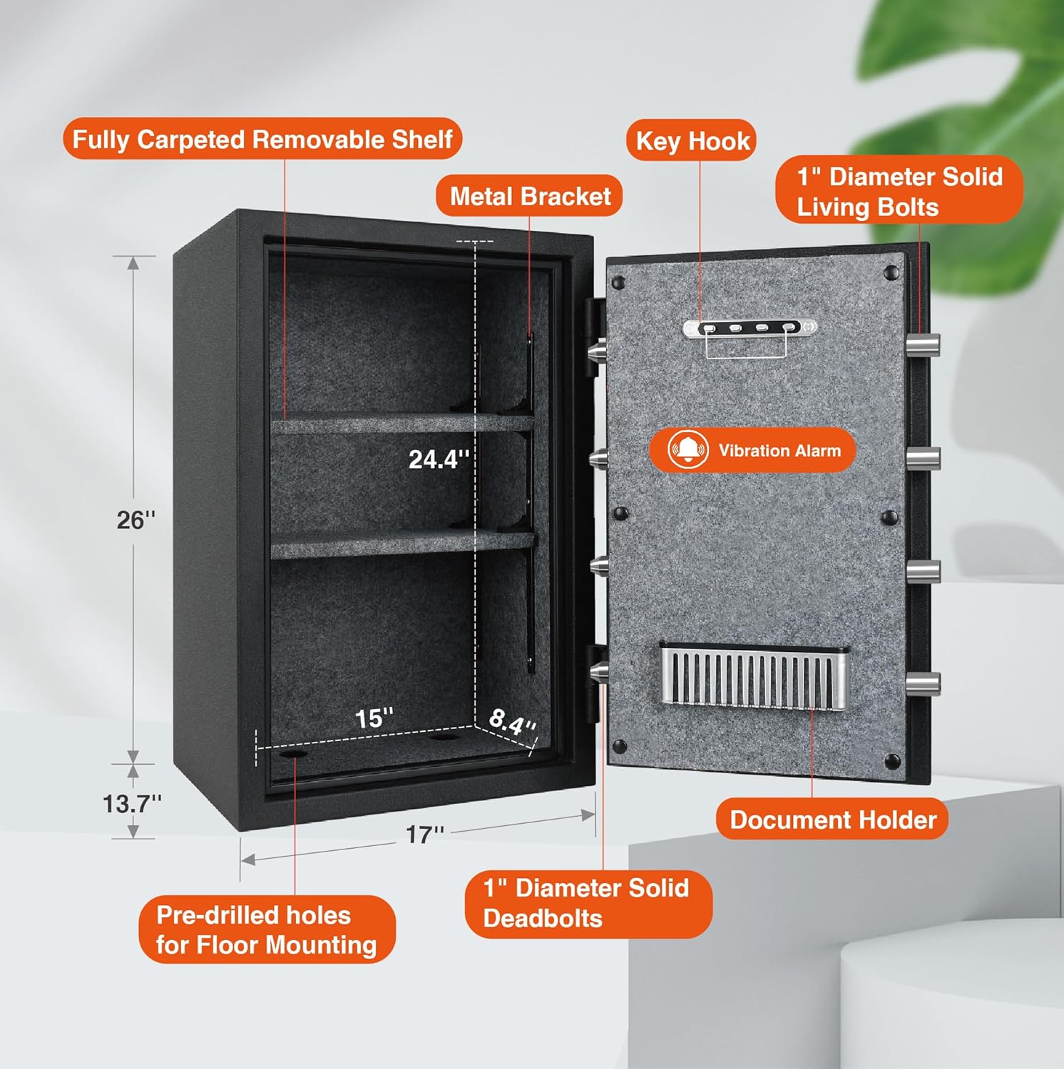 Caja de seguridad biométrica a prueba de fuego de 2.0 pies cúbicos, caja fuerte...