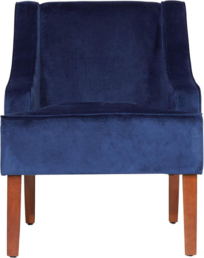 HomePop Sillón con brazos curvados para sala de estar Terciopelo azul marino