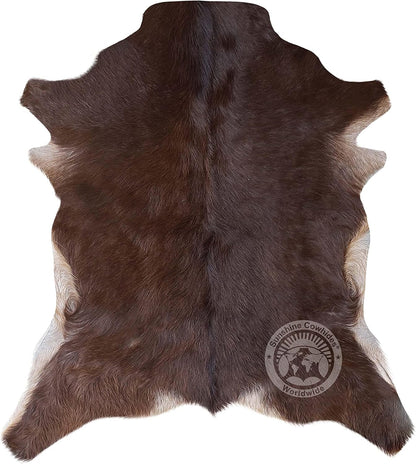 Alfombra de piel de cabra 100% auténtica, piel de cabra natural en tono oscuro,