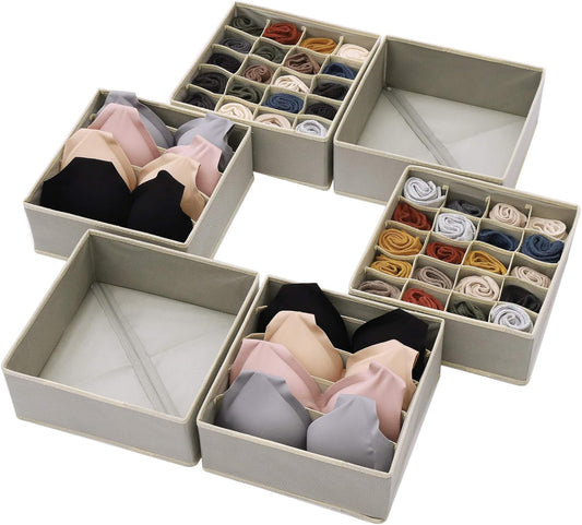 DIOMMELL Juego de 6 cajas de almacenamiento de tela plegables para armario,...
