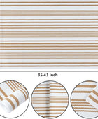 Tapete para exteriores de rayas color caqui y blanco, tapete lavable a máquina...