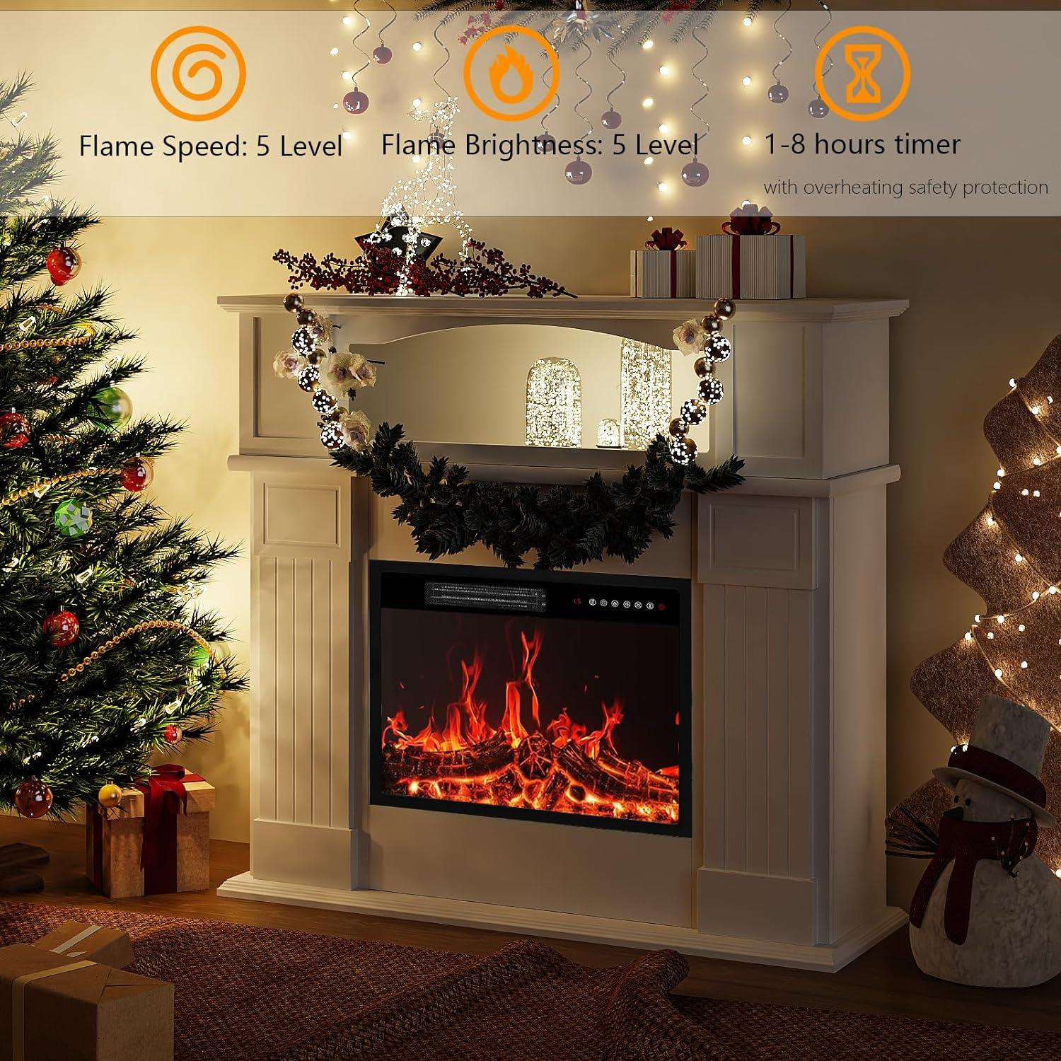 Chimenea eléctrica de 43 pulgadas con chimenea, inserto de chimenea eléctrica