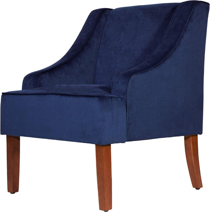 HomePop Sillón con brazos curvados para sala de estar Terciopelo azul marino