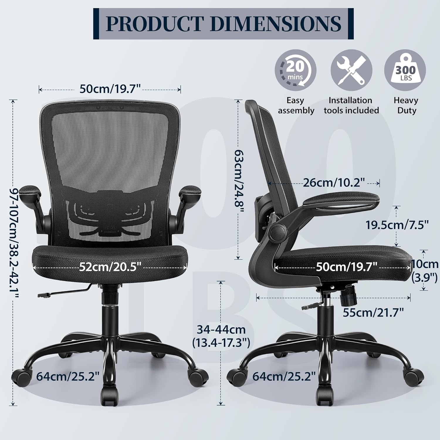 Felixking Silla de oficina, ergonómica de escritorio con altura ajustable y...