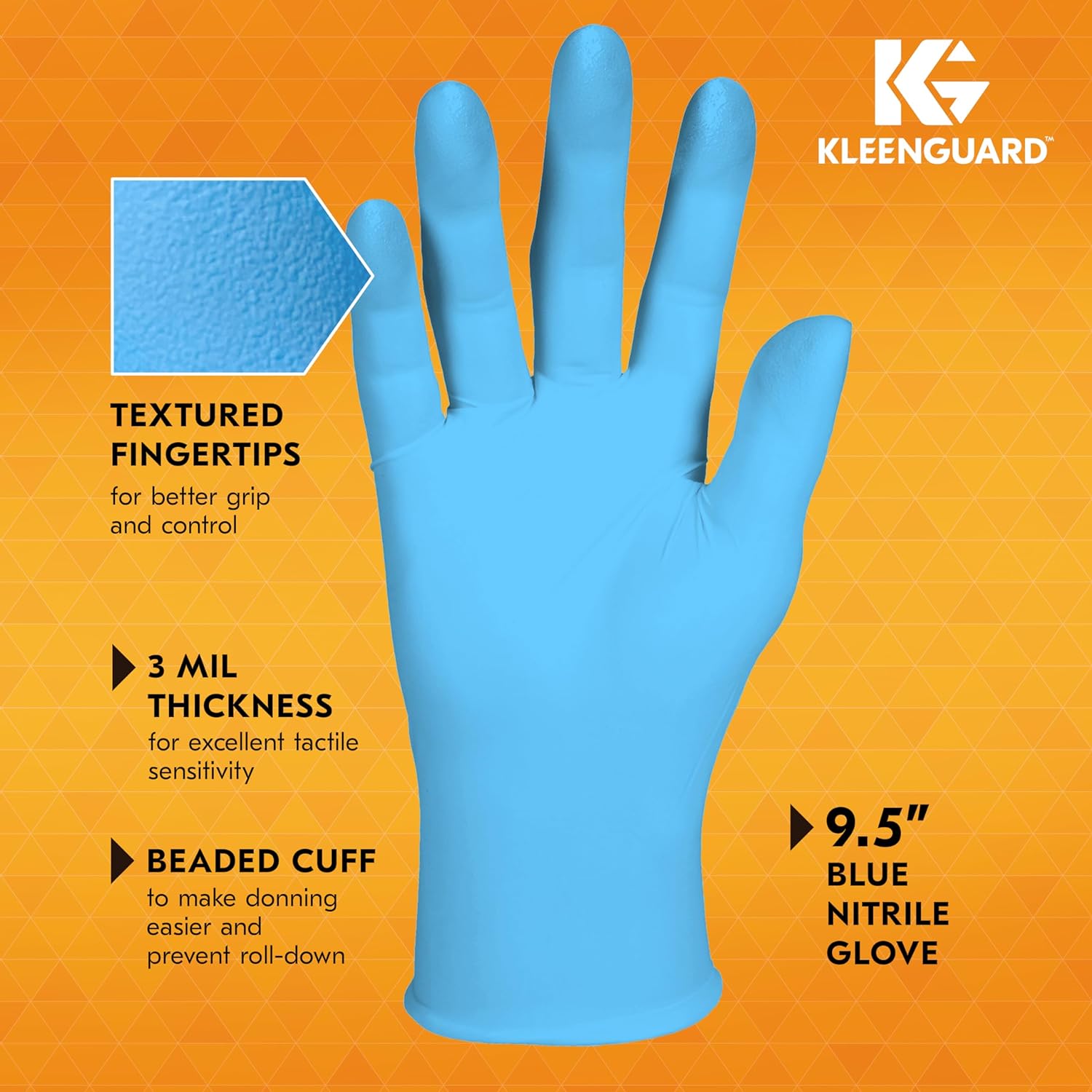 KleenGuard G10 Flex Guantes de nitrilo azules (54332), 3 mil, ambidiestros,