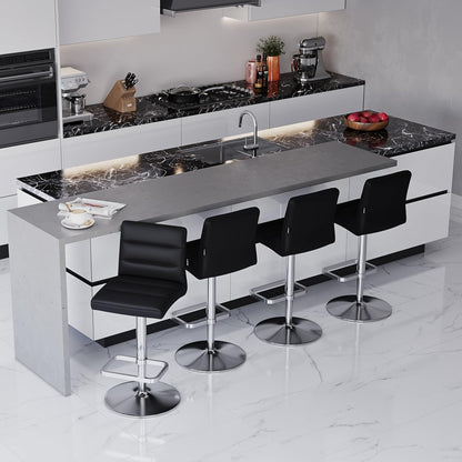 Zuri Furniture Lush - Taburete de bar giratorio negro con base de acero...