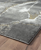 Abani Alfombra contemporánea negra y dorada metálica, no se desprende, alfombra...