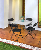 Juego de 4 sillas plegables, sillas plegables de plástico negro con marco de...