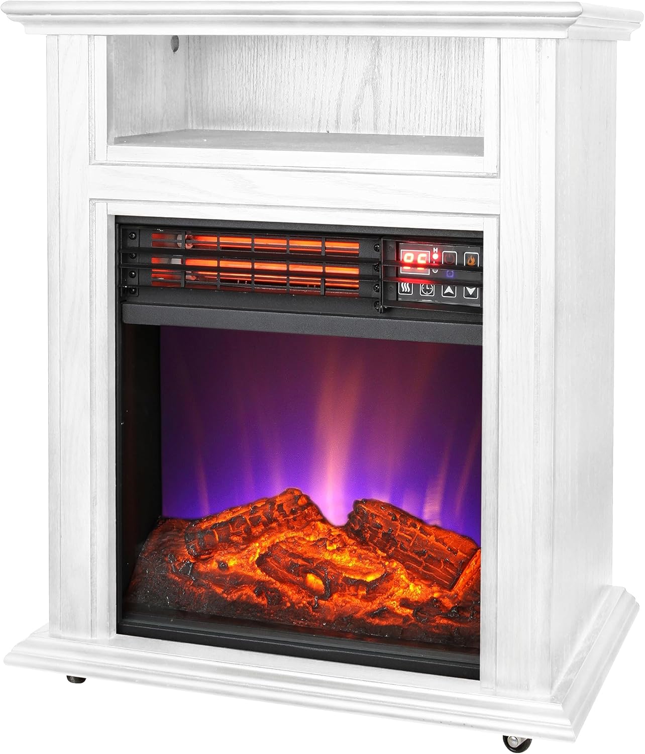 Comfort Glow Calentador eléctrico de cuarzo blanco móvil, 5,120 BTU, calienta...