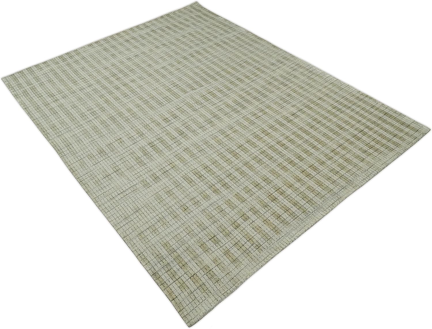 Alfombra de área tejida plana de lana mezclada a mano escandinava a cuadros,