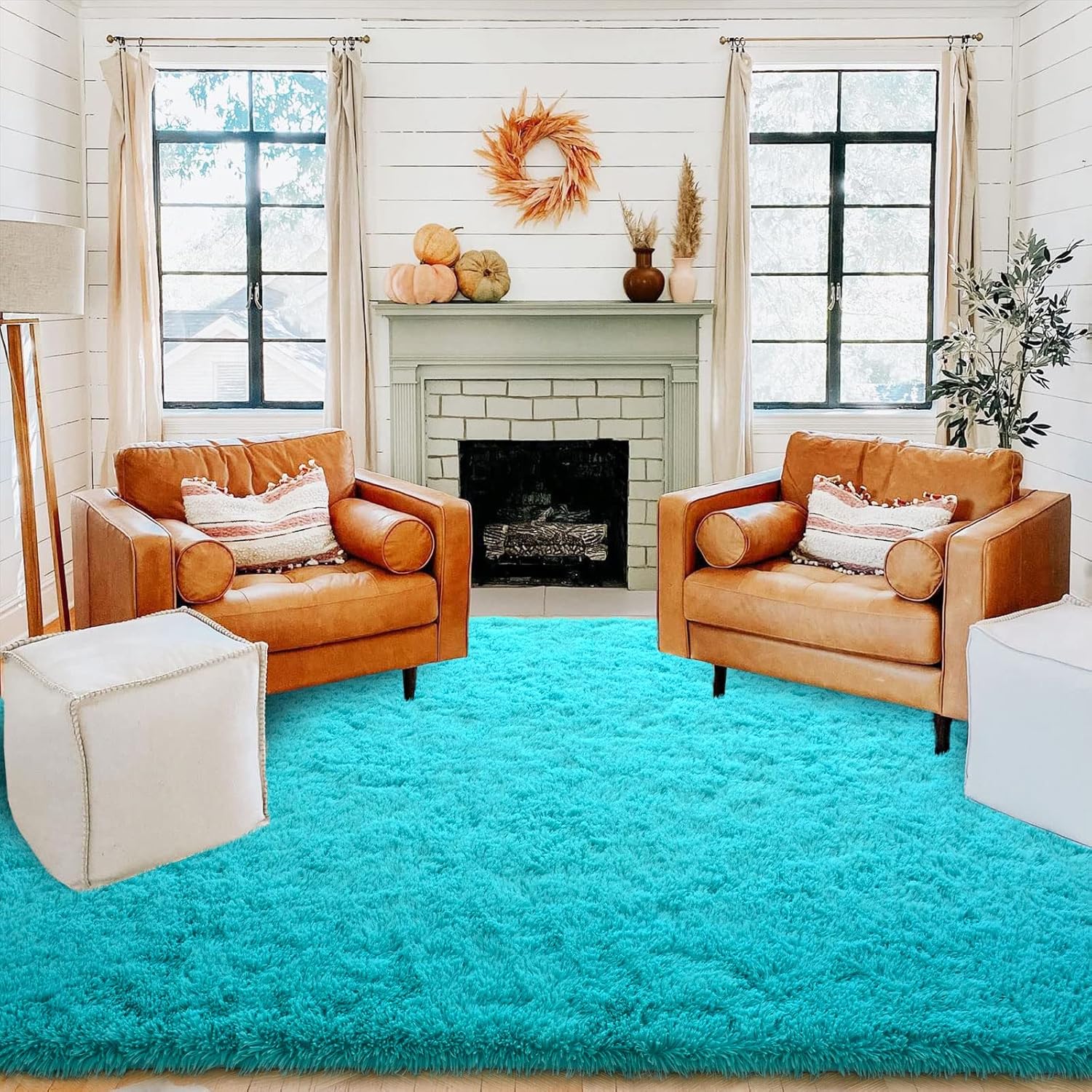 ISEAU Alfombra de área mullida, lanuda y cómoda para interiores, dormitorio de...